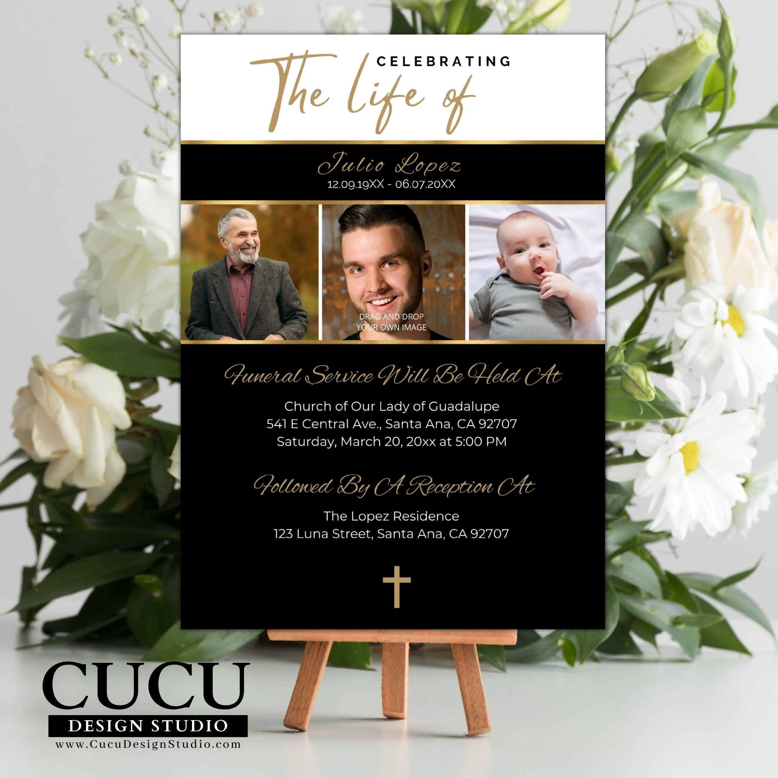Minimalist Digital Download Funeral Card Template