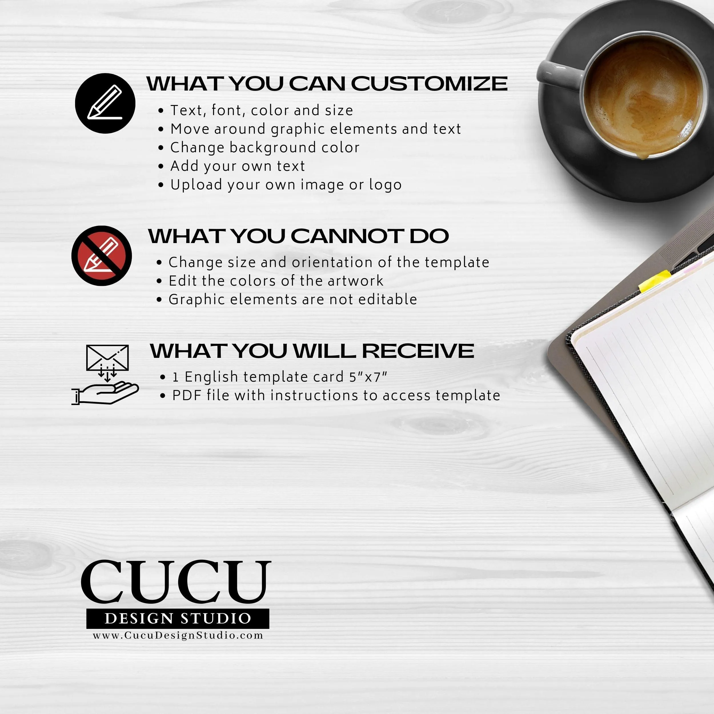 Minimalist Digital Download Funeral Card Template