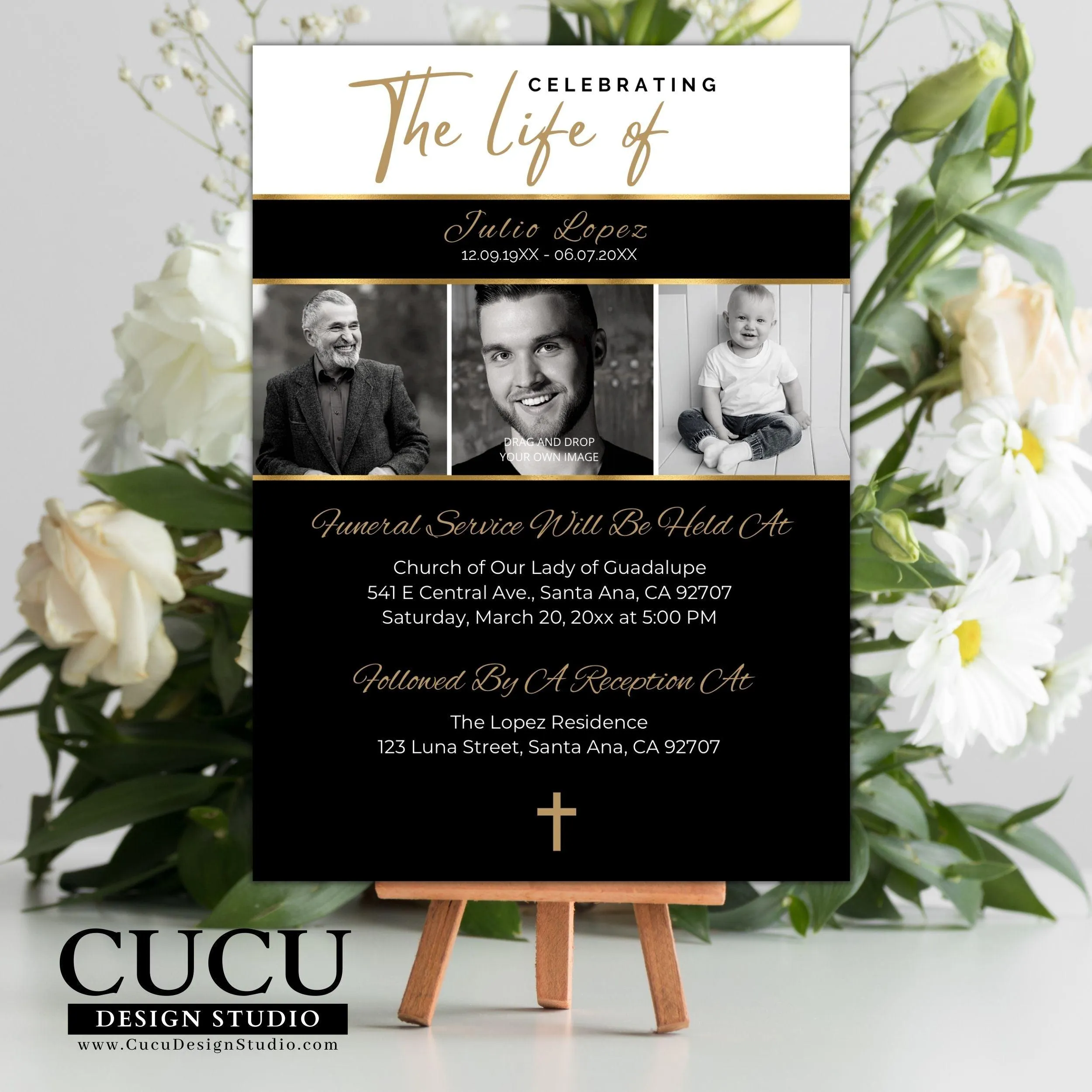 Minimalist Digital Download Funeral Card Template