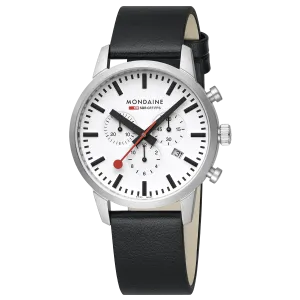MONDAINE Neo Black vegan grape leather, 41 mm -MSD.41411.LBV CHRO WHITE