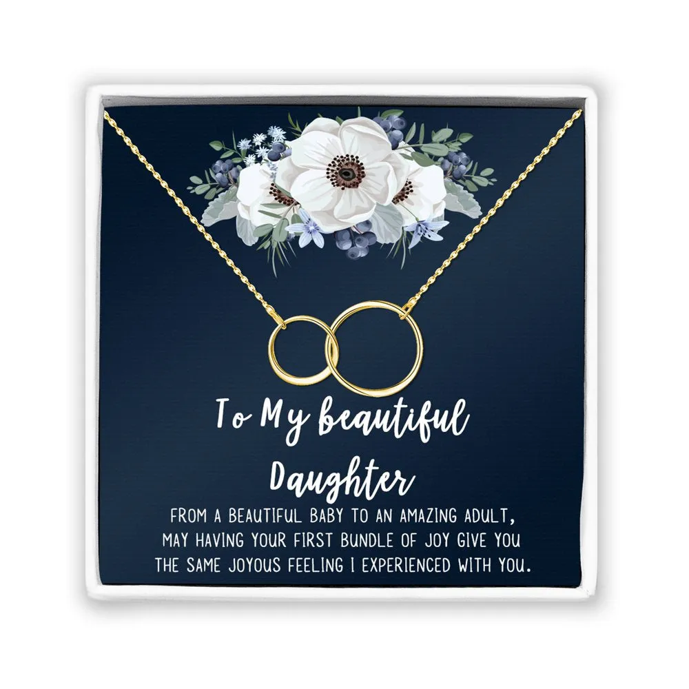 Mother Daughter Necklace Jewelry with Gift Box Card - Gifts for Mom, Daughter, Birthday, Mothers Day - Two Infinity Necklace for Women [Gold Infiniry Ring, No-Personalized Card]