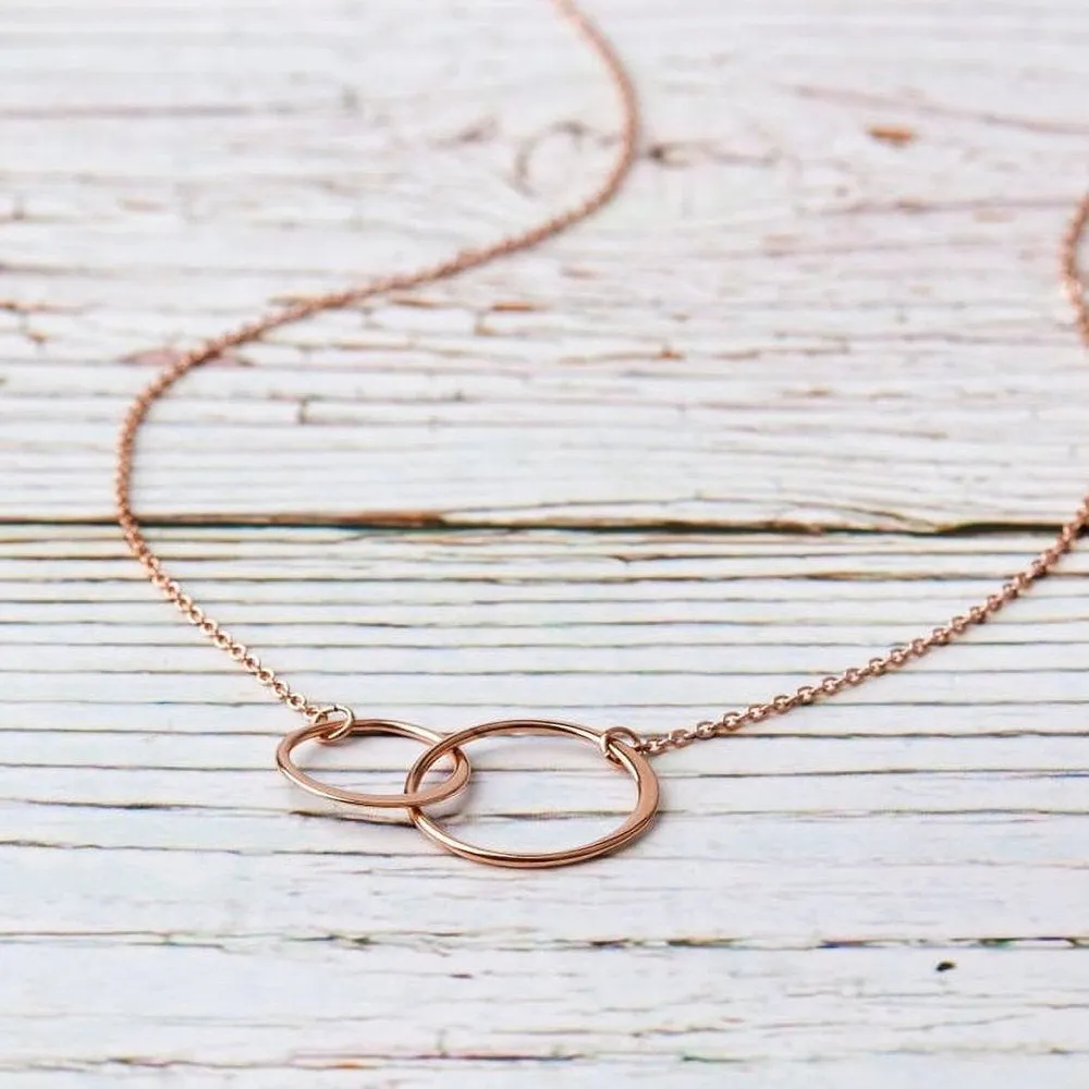 Mother Daughter Necklace Jewelry with Gift Box Card - Gifts for Mom, Daughter, Birthday, Mothers Day - Two Infinity Necklace for Women [Gold Infiniry Ring, No-Personalized Card]