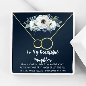 Mother Daughter Necklace Jewelry with Gift Box Card - Gifts for Mom, Daughter, Birthday, Mothers Day - Two Infinity Necklace for Women [Gold Infiniry Ring, No-Personalized Card]