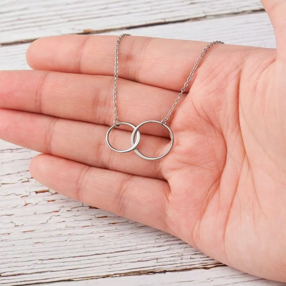 Mother Daughter Necklace Jewelry with Gift Box Card - Gifts for Mom, Daughter, Birthday, Mothers Day - Two Infinity Necklace for Women [Gold Infiniry Ring, No-Personalized Card]