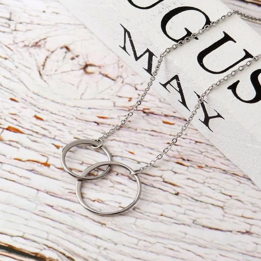 Mother Daughter Necklace Jewelry with Gift Box Card - Gifts for Mom, Daughter, Birthday, Mothers Day - Two Infinity Necklace for Women [Gold Infiniry Ring, No-Personalized Card]