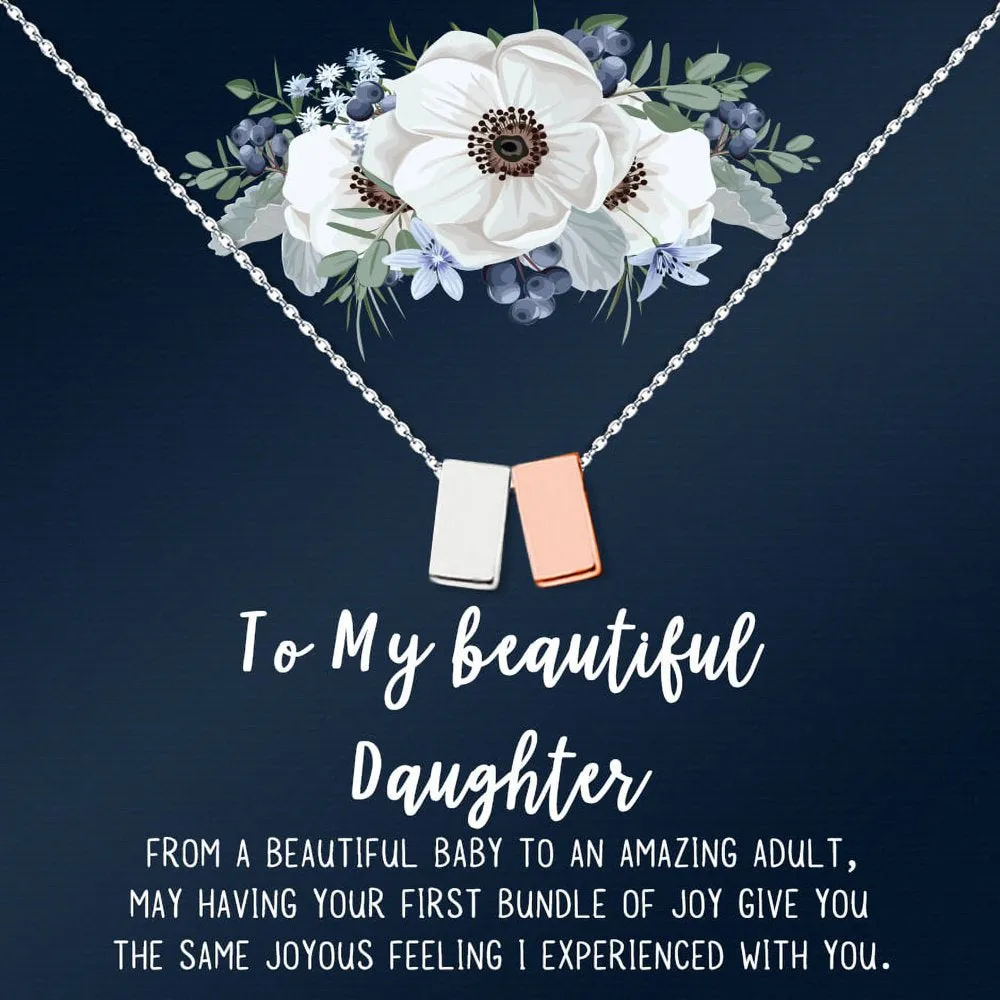 Mother Daughter Necklace Jewelry with Gift Box Card - Gifts for Mom, Daughter, Birthday, Mothers Day - Two Infinity Necklace for Women [Gold Infiniry Ring, No-Personalized Card]