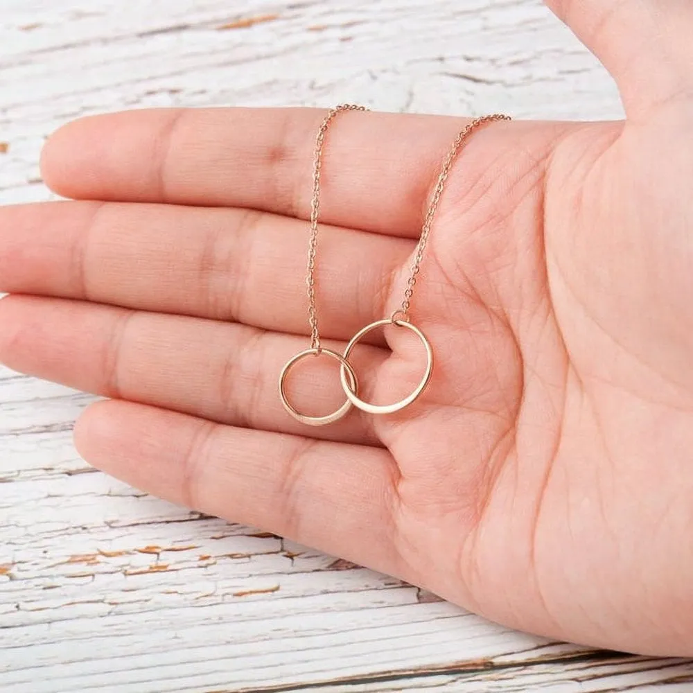 Mother Daughter Necklace Jewelry with Gift Box Card - Gifts for Mom, Daughter, Birthday, Mothers Day - Two Infinity Necklace for Women [Gold Infiniry Ring, No-Personalized Card]