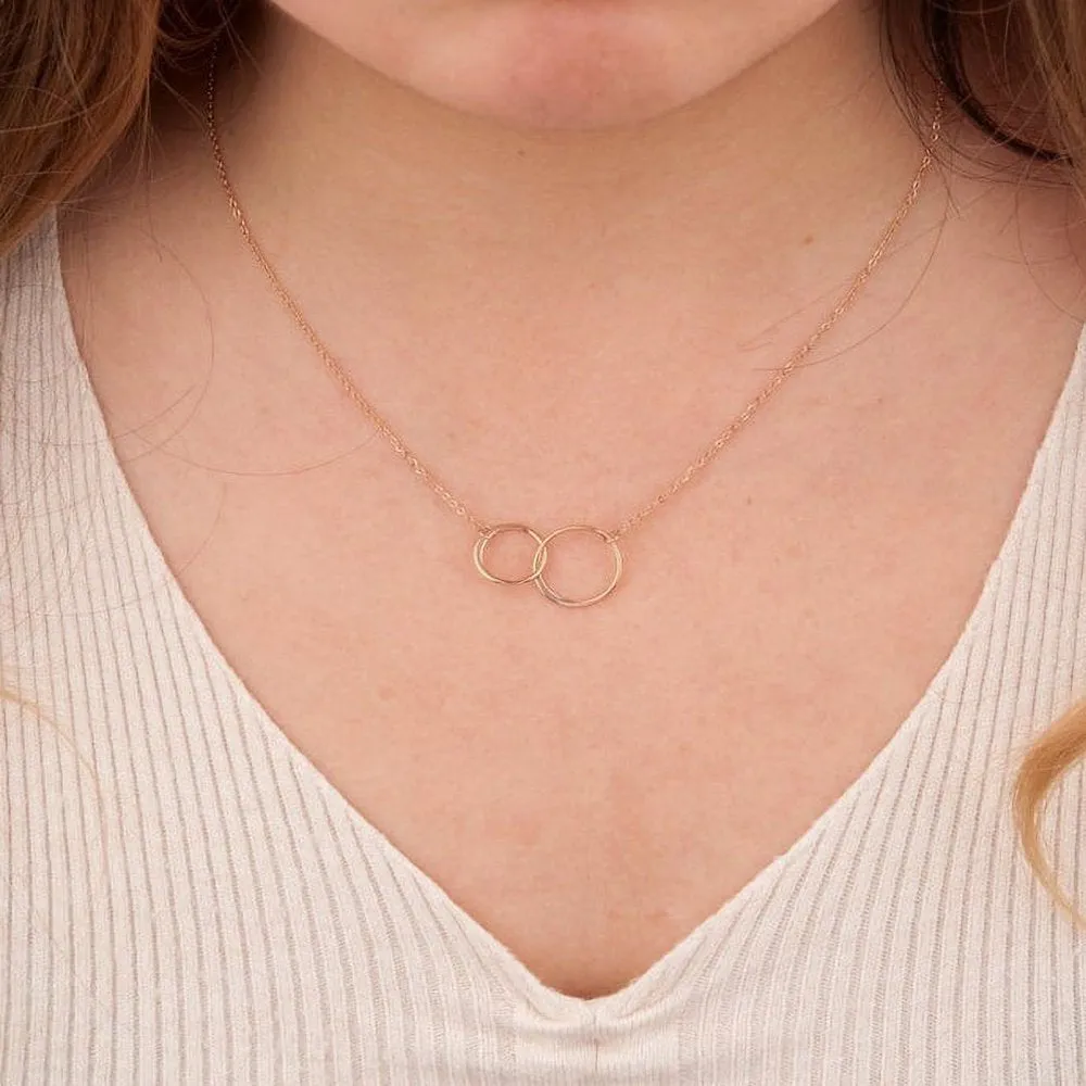 Mother Daughter Necklace Jewelry with Gift Box Card - Gifts for Mom, Daughter, Birthday, Mothers Day - Two Infinity Necklace for Women [Gold Infiniry Ring, No-Personalized Card]