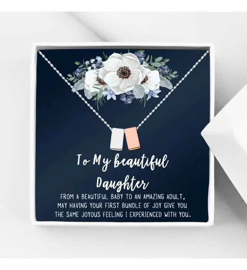 Mother Daughter Necklace Jewelry with Gift Box Card - Gifts for Mom, Daughter, Birthday, Mothers Day - Two Infinity Necklace for Women [Gold Infiniry Ring, No-Personalized Card]