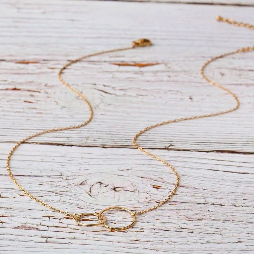 Mother Daughter Necklace Jewelry with Gift Box Card - Gifts for Mom, Daughter, Birthday, Mothers Day - Two Infinity Necklace for Women [Gold Infiniry Ring, No-Personalized Card]