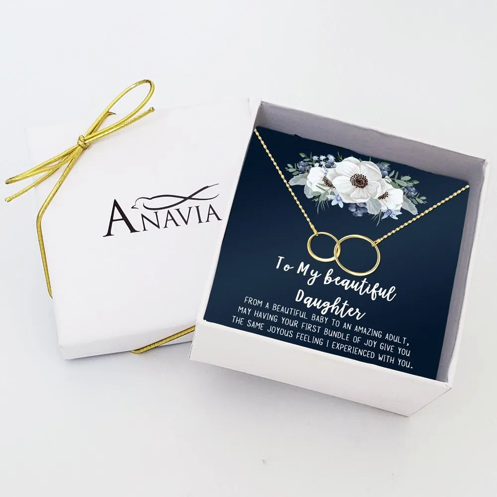 Mother Daughter Necklace Jewelry with Gift Box Card - Gifts for Mom, Daughter, Birthday, Mothers Day - Two Infinity Necklace for Women [Gold Infiniry Ring, No-Personalized Card]