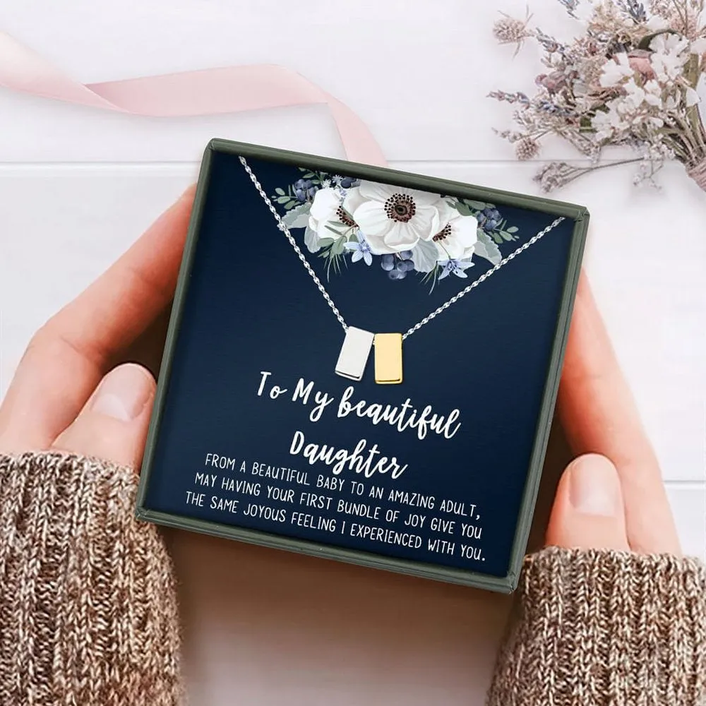 Mother Daughter Necklace Jewelry with Gift Box Card - Gifts for Mom, Daughter, Birthday, Mothers Day - Two Infinity Necklace for Women [Gold Infiniry Ring, No-Personalized Card]