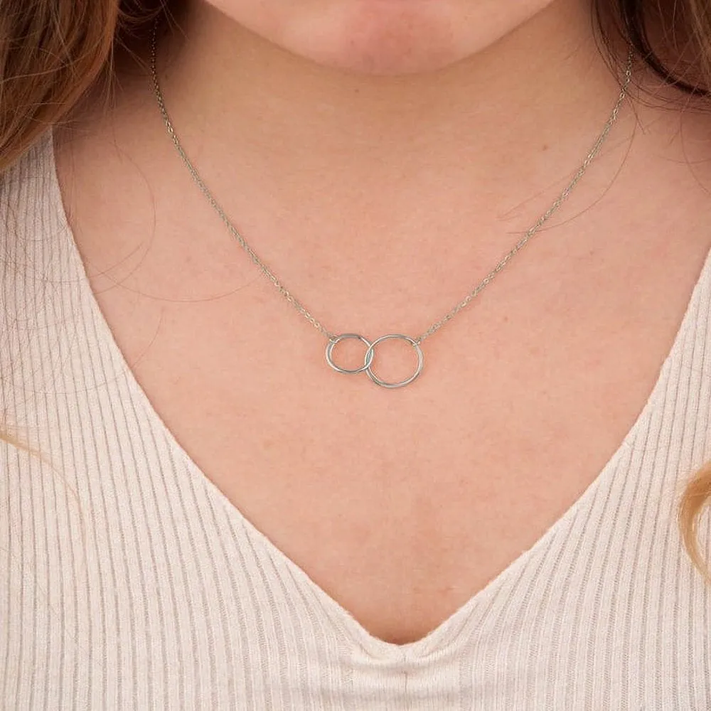 Mother Daughter Necklace Jewelry with Gift Box Card - Gifts for Mom, Daughter, Birthday, Mothers Day - Two Infinity Necklace for Women [Gold Infiniry Ring, No-Personalized Card]