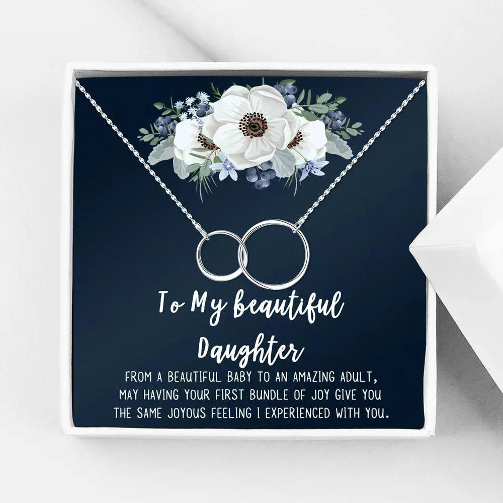 Mother Daughter Necklace Jewelry with Gift Box Card - Gifts for Mom, Daughter, Birthday, Mothers Day - Two Infinity Necklace for Women [Gold Infiniry Ring, No-Personalized Card]