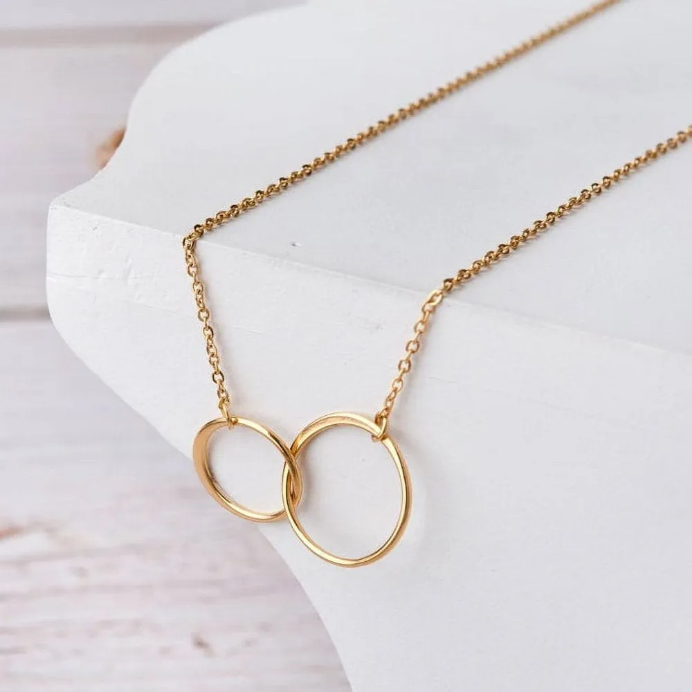 Mother Daughter Necklace Jewelry with Gift Box Card - Gifts for Mom, Daughter, Birthday, Mothers Day - Two Infinity Necklace for Women [Gold Infiniry Ring, No-Personalized Card]