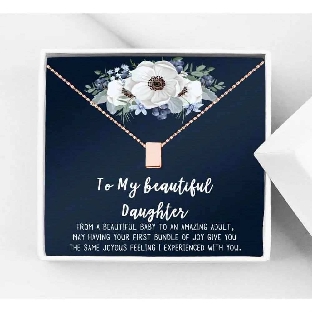 Mother Daughter Necklace Jewelry with Gift Box Card - Gifts for Mom, Daughter, Birthday, Mothers Day - Two Infinity Necklace for Women [Gold Infiniry Ring, No-Personalized Card]