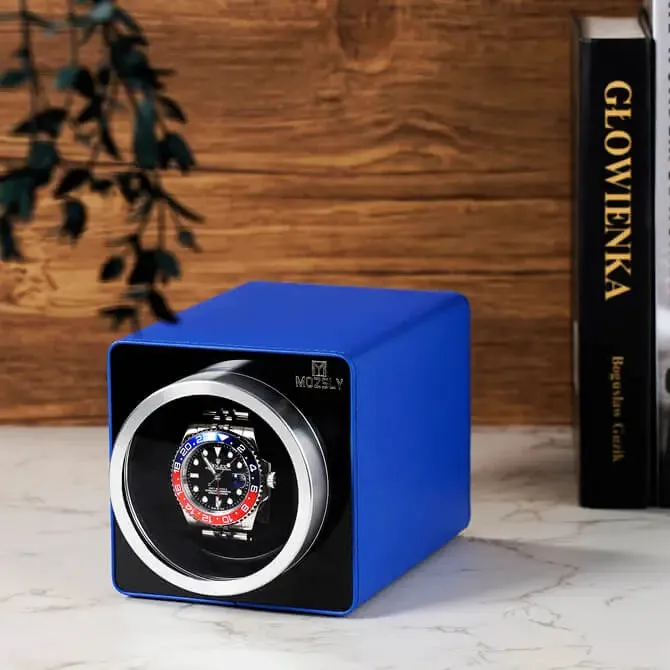MOZSLY® Single Watch Winder - Blue Leather