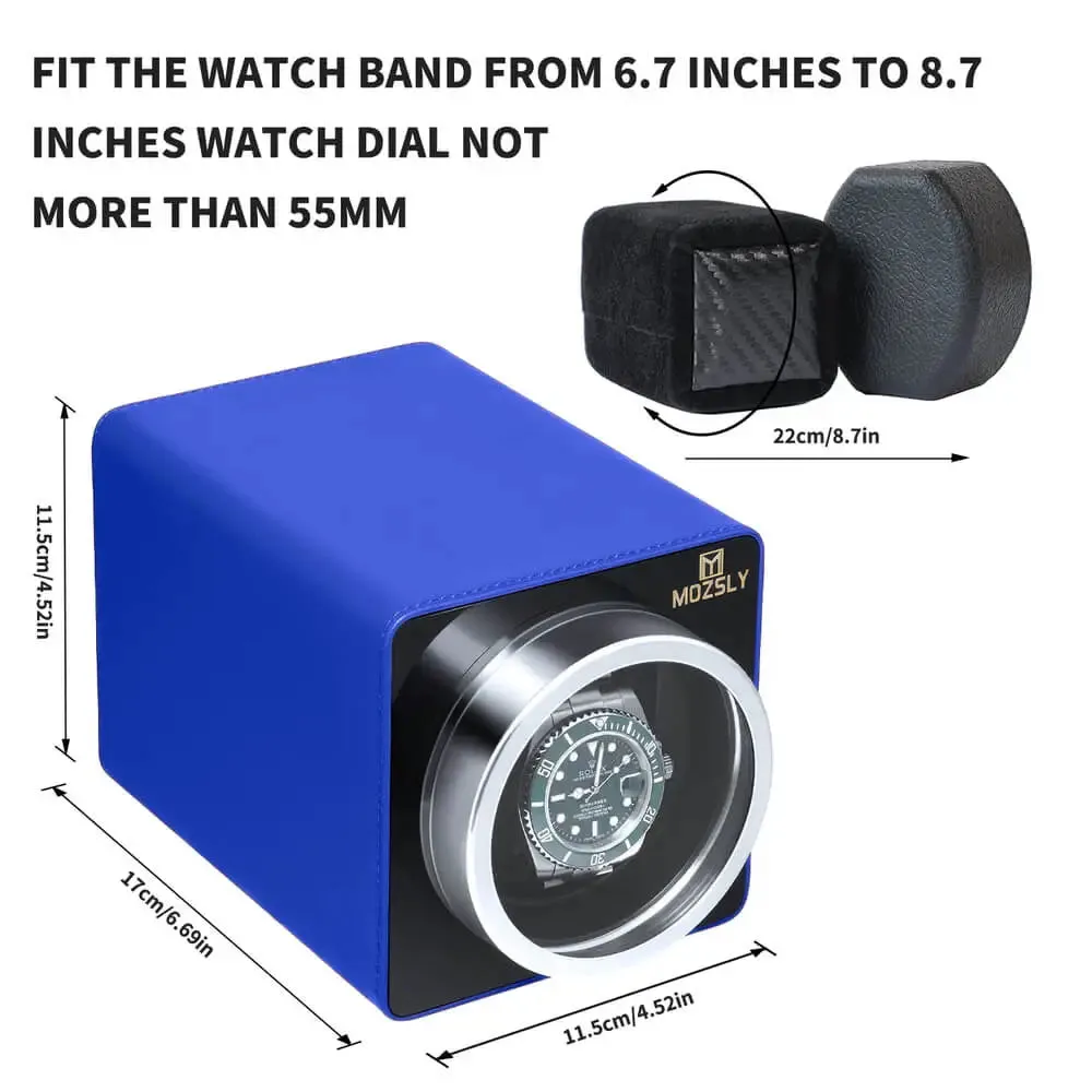 MOZSLY® Single Watch Winder - Blue Leather