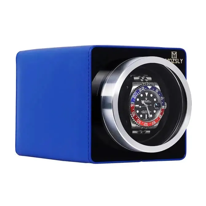 MOZSLY® Single Watch Winder - Blue Leather