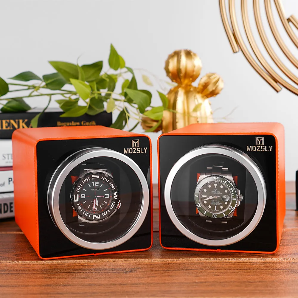 MOZSLY® Single Watch Winder - Orange Leather