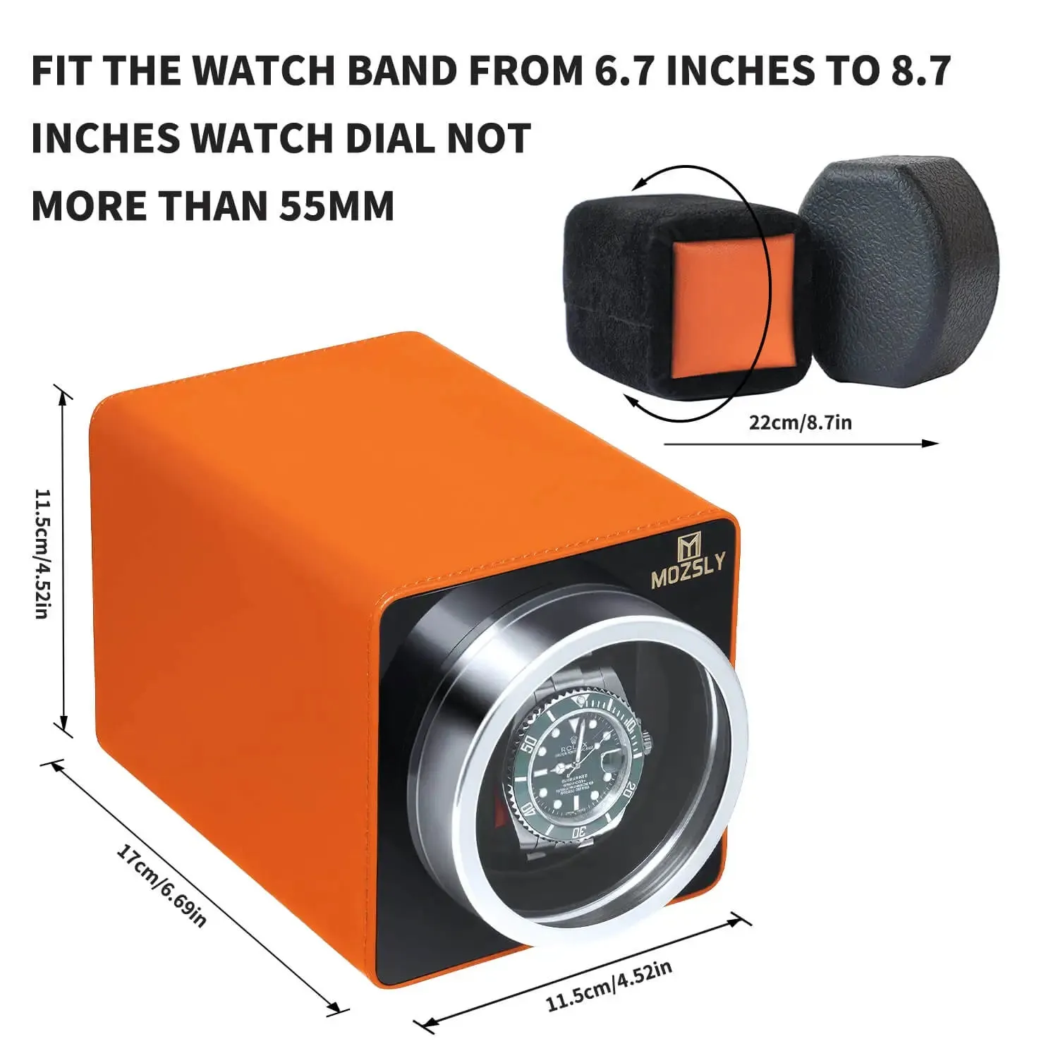 MOZSLY® Single Watch Winder - Orange Leather