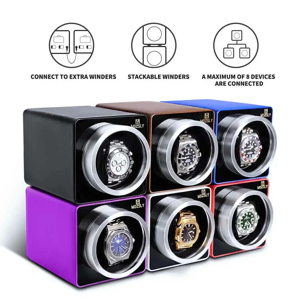 MOZSLY® Single Watch Winder - White Leather