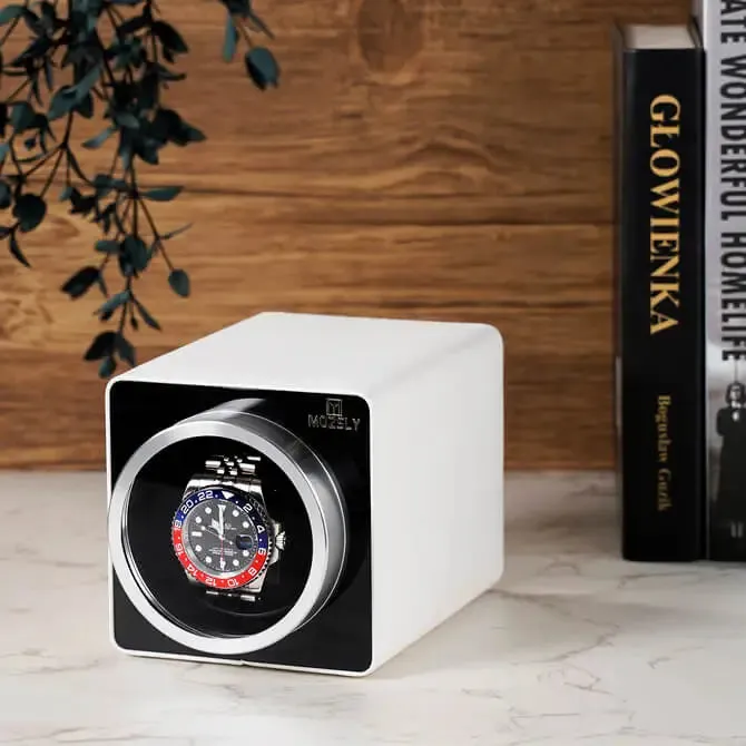 MOZSLY® Single Watch Winder - White Leather