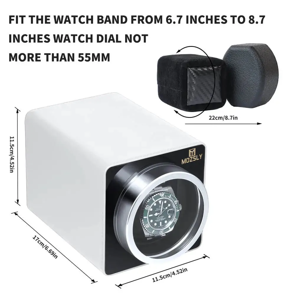MOZSLY® Single Watch Winder - White Leather