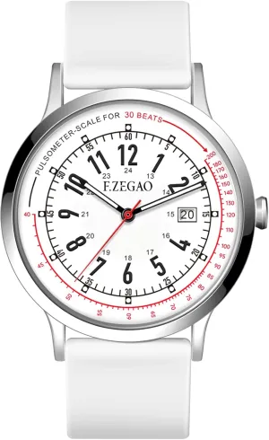 Nurse Watch Pulsometer Unisex, 50M Waterproof Watches for Swimming 12/24 Hour Military Time Luminouse Easy Read Dial