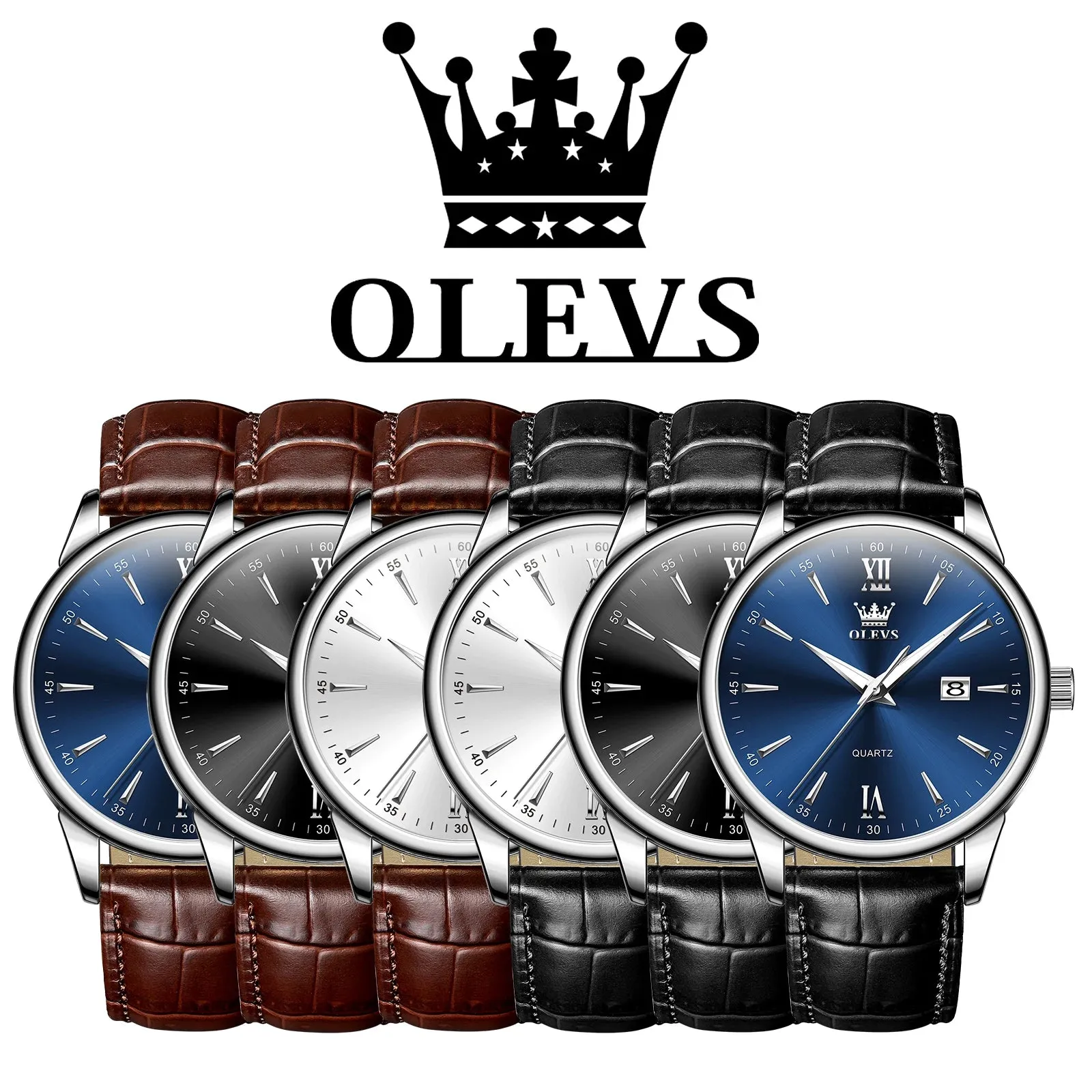 OLEVS Luxury Men's Quartz Watch - Leather Strap, Waterproof, High-Quality Casual Design