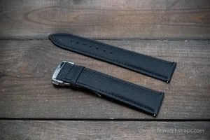 Omega watch strap, black canvas with leather lining 22x20 mm, 21x20 mm, 20x18 mm, 19x18 mm