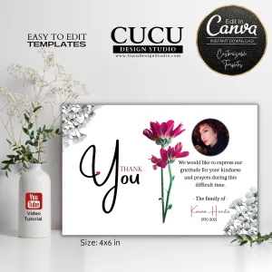Online Digital Funeral Thank You Card Template