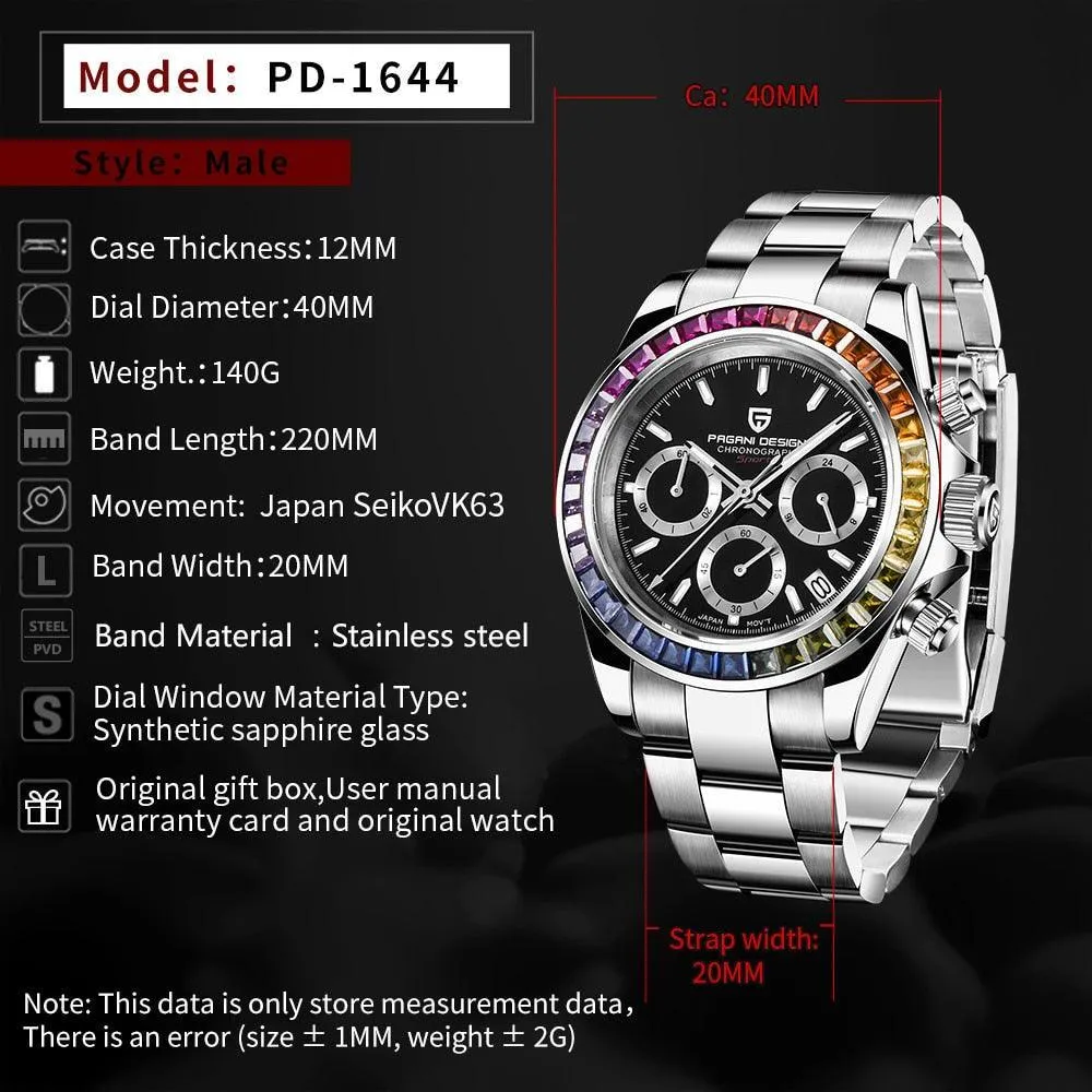 Pagani Design Daytona Rainbow Chronograph Homage Watches