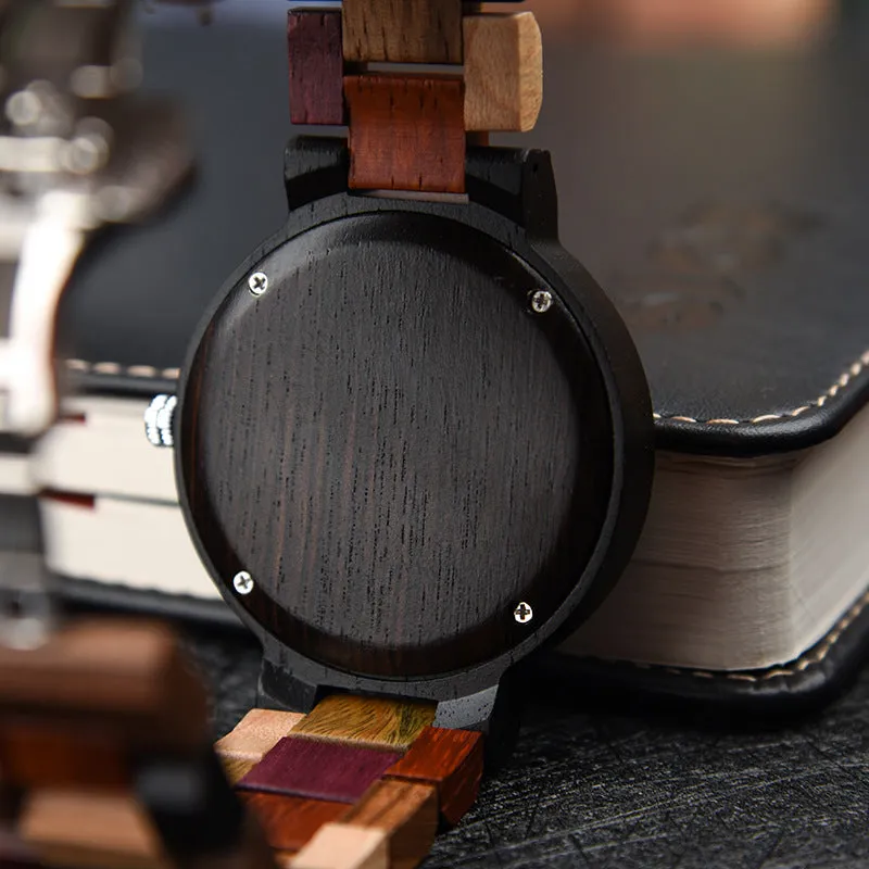 Personalised Wooden Watch Couple Watch Calendar Date & Day Black Color (Nationwide Delivery)