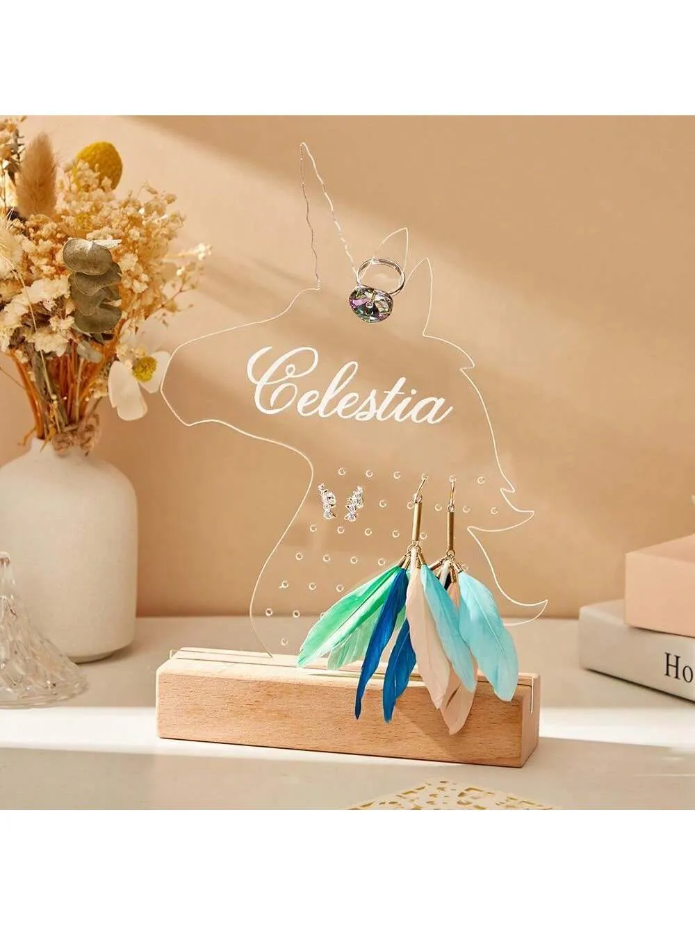 Personalized Acrylic Jewelry Display Stand With Customized Name, Girl'S