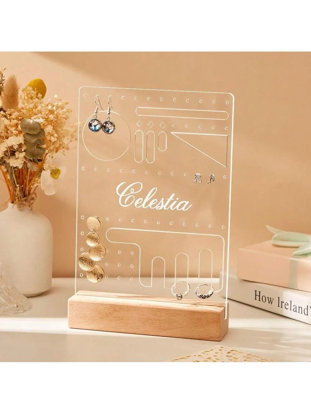 Personalized Acrylic Jewelry Display Stand With Customized Name, Girl'S