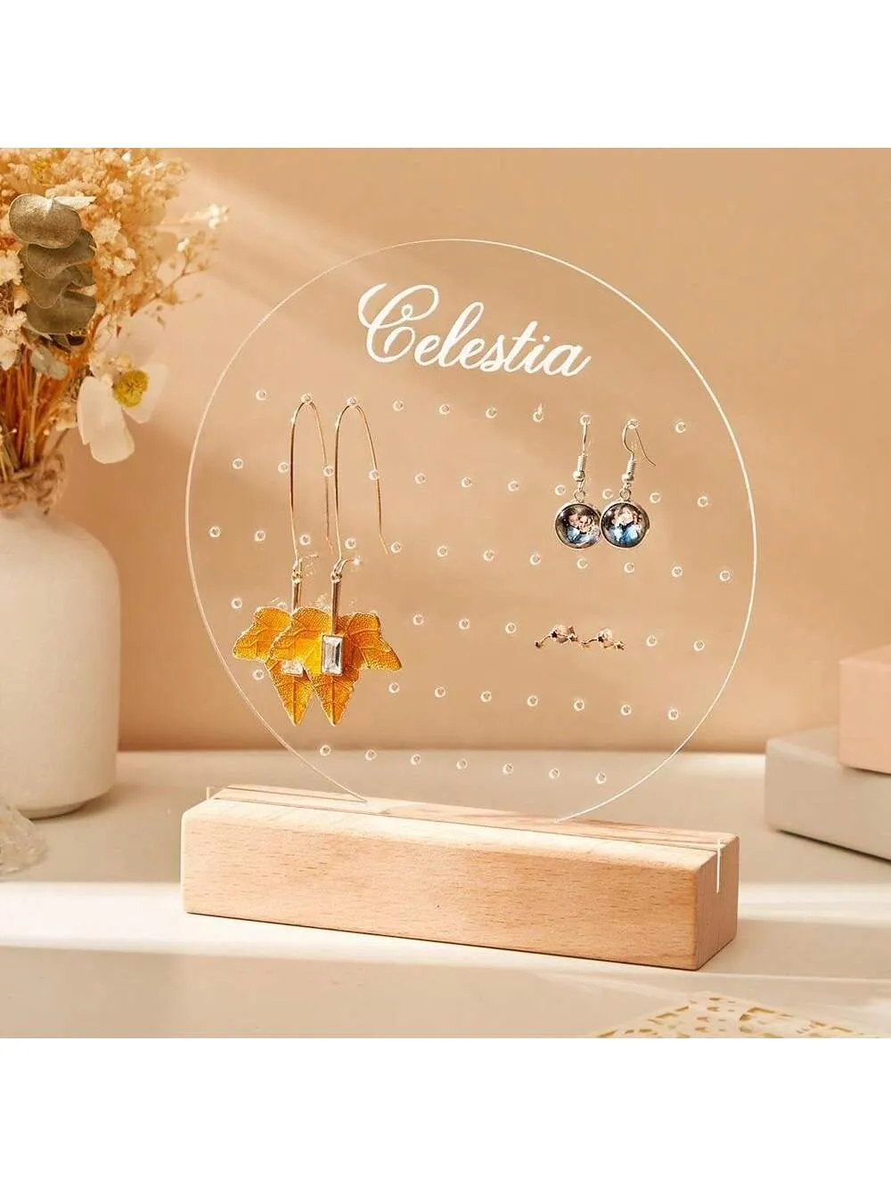 Personalized Acrylic Jewelry Display Stand With Customized Name, Girl'S