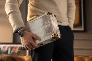Petra Watch Case - Genuine Himalayan Crocodile