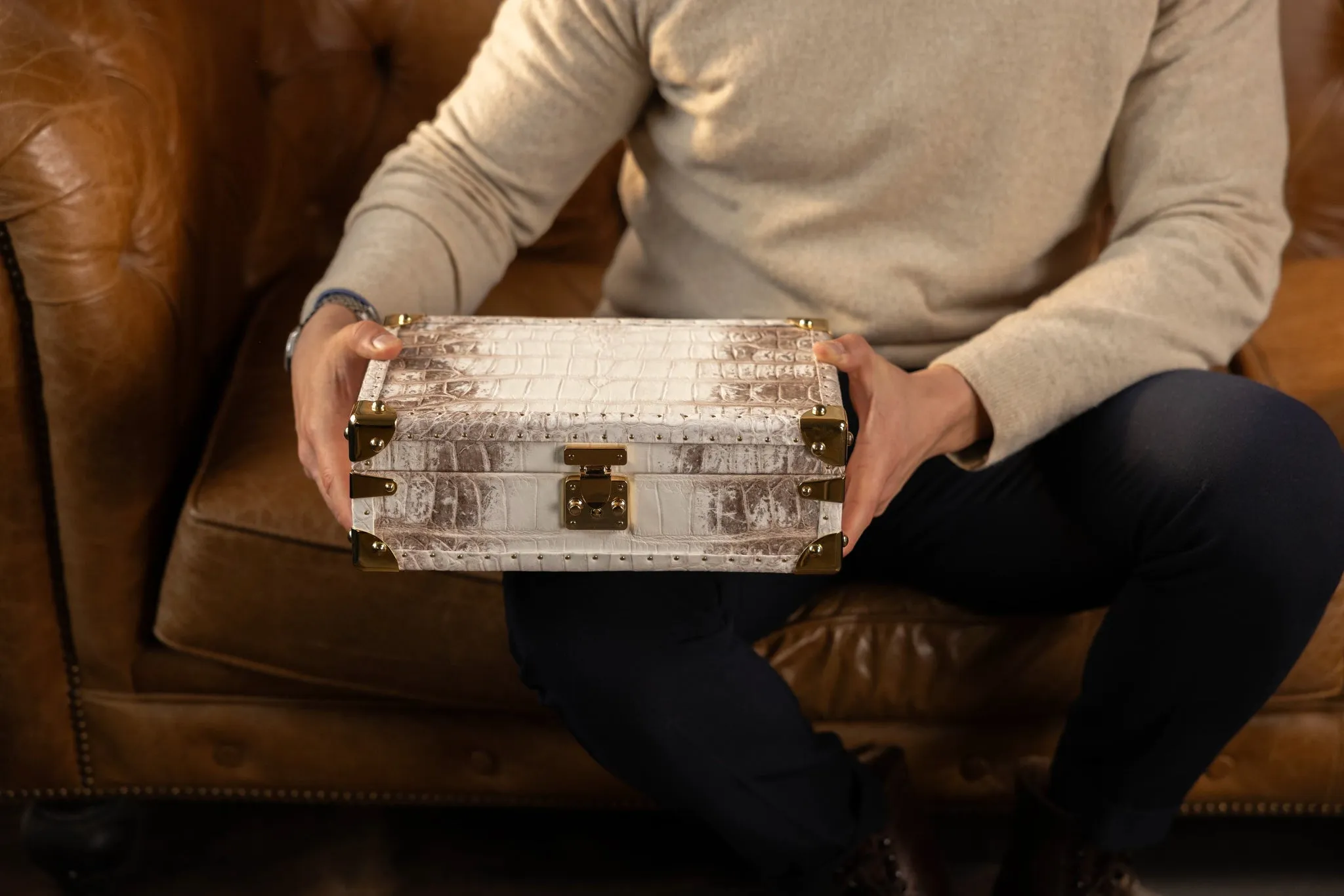 Petra Watch Case - Genuine Himalayan Crocodile