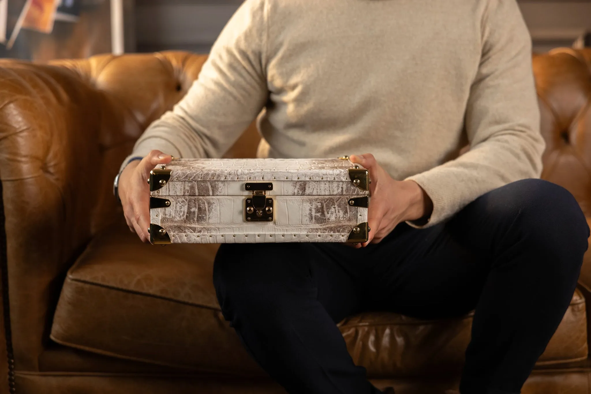 Petra Watch Case - Genuine Himalayan Crocodile