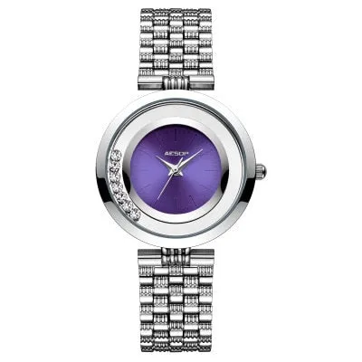 Purple Alloy Fashion Ultra-thin Waterproof Quartz Watch for Ladies