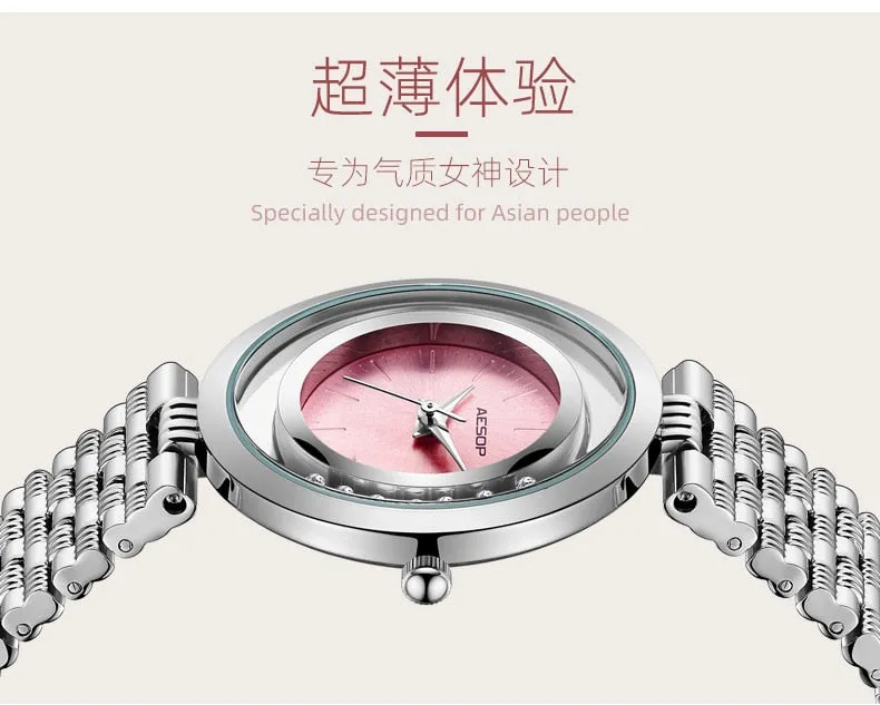 Purple Alloy Fashion Ultra-thin Waterproof Quartz Watch for Ladies