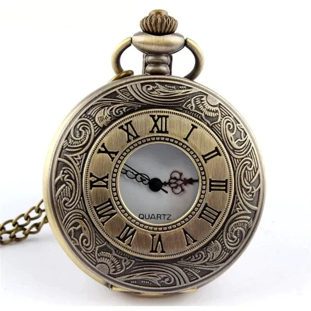 Retro Vintage Antique Steampunk Quartz Pocket Watch for Men Women