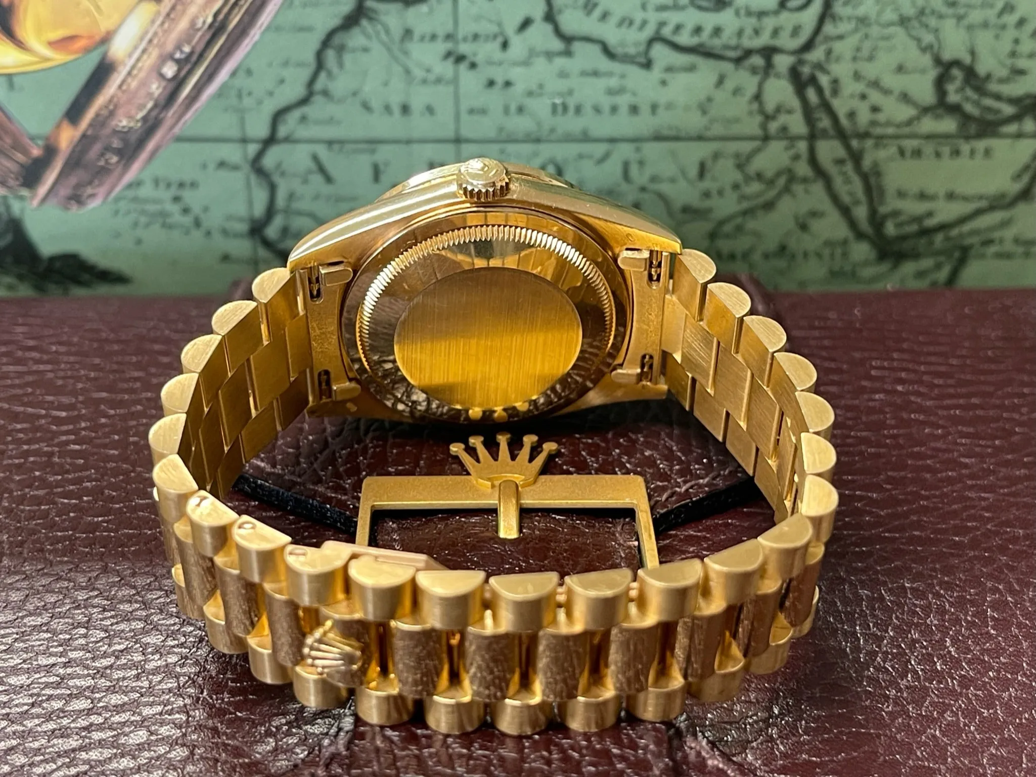 Rolex Presidential 36mm Day Date 18238 (Double Quickset) Mens or Womens Watch Factory Brown Vignette Diamond Dial Custom Diamond Bezel