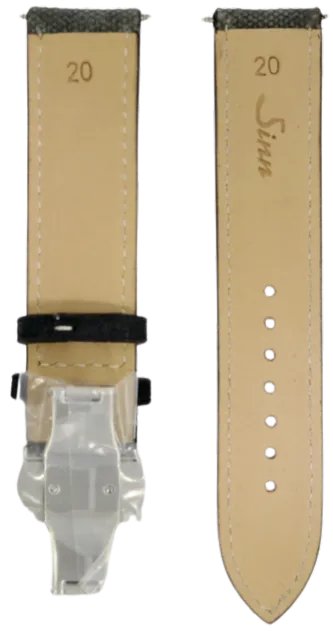 Sinn Canvas Leather Grey Strap 20mm Brushed Deployant