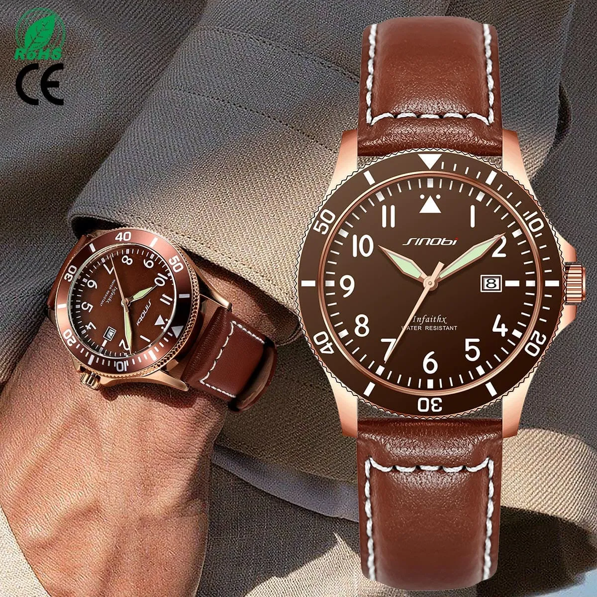 Sinobi Gent's Genuine Leather Watch