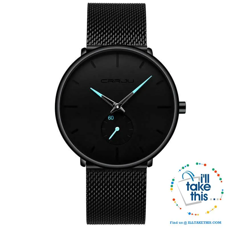 Sleek all black Men's Signature Watches - Quartz movement, water resistance men's watch 👨