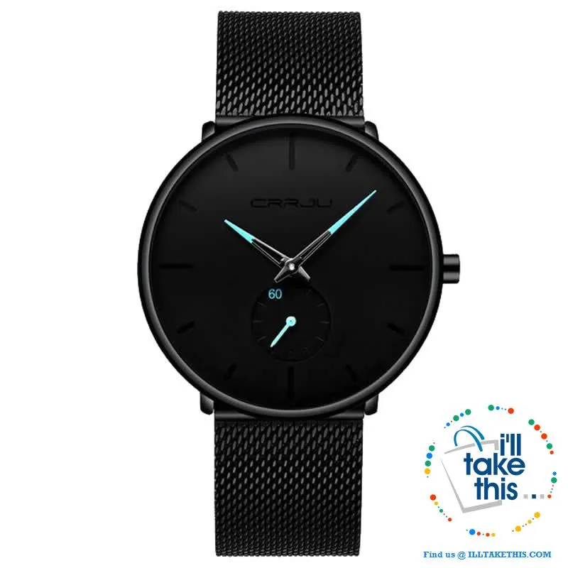 Sleek all black Men's Signature Watches - Quartz movement, water resistance men's watch 👨