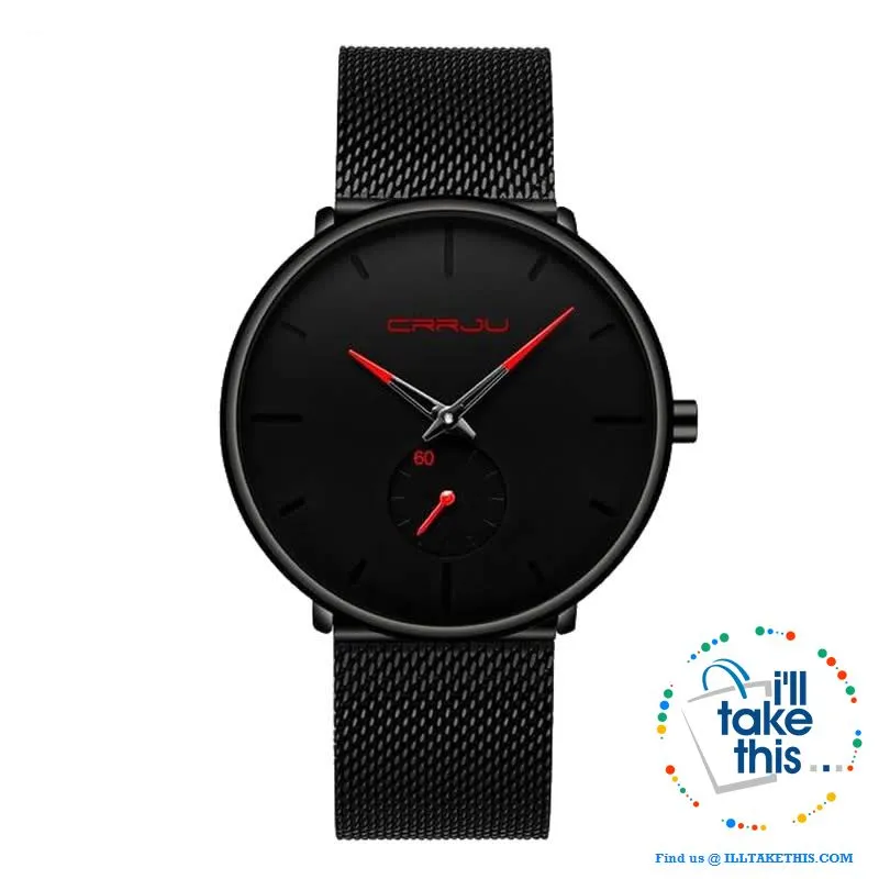 Sleek all black Men's Signature Watches - Quartz movement, water resistance men's watch 👨