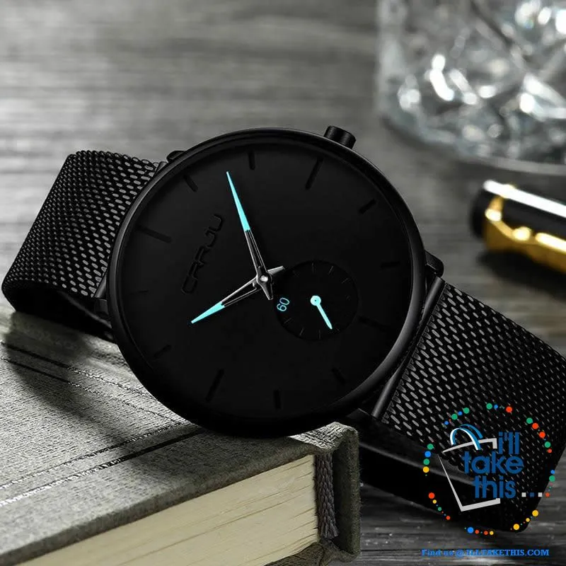 Sleek all black Men's Signature Watches - Quartz movement, water resistance men's watch 👨